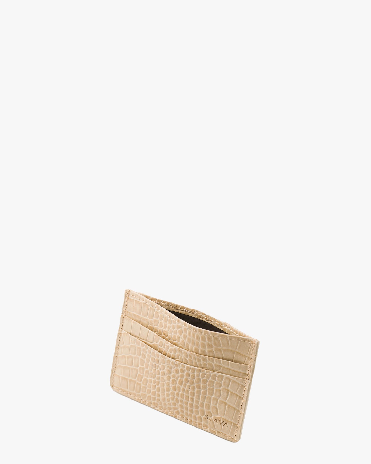 CARD HOLDER CROC BEIGE