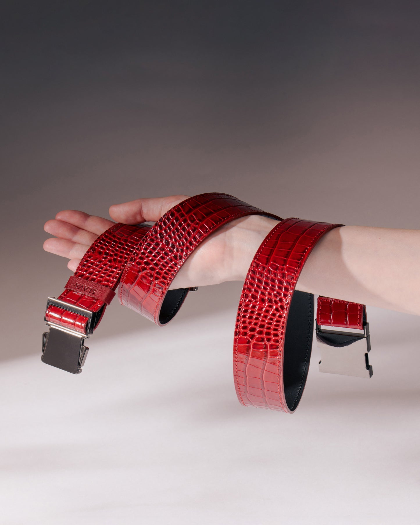 RED CROC LEATHER BELT